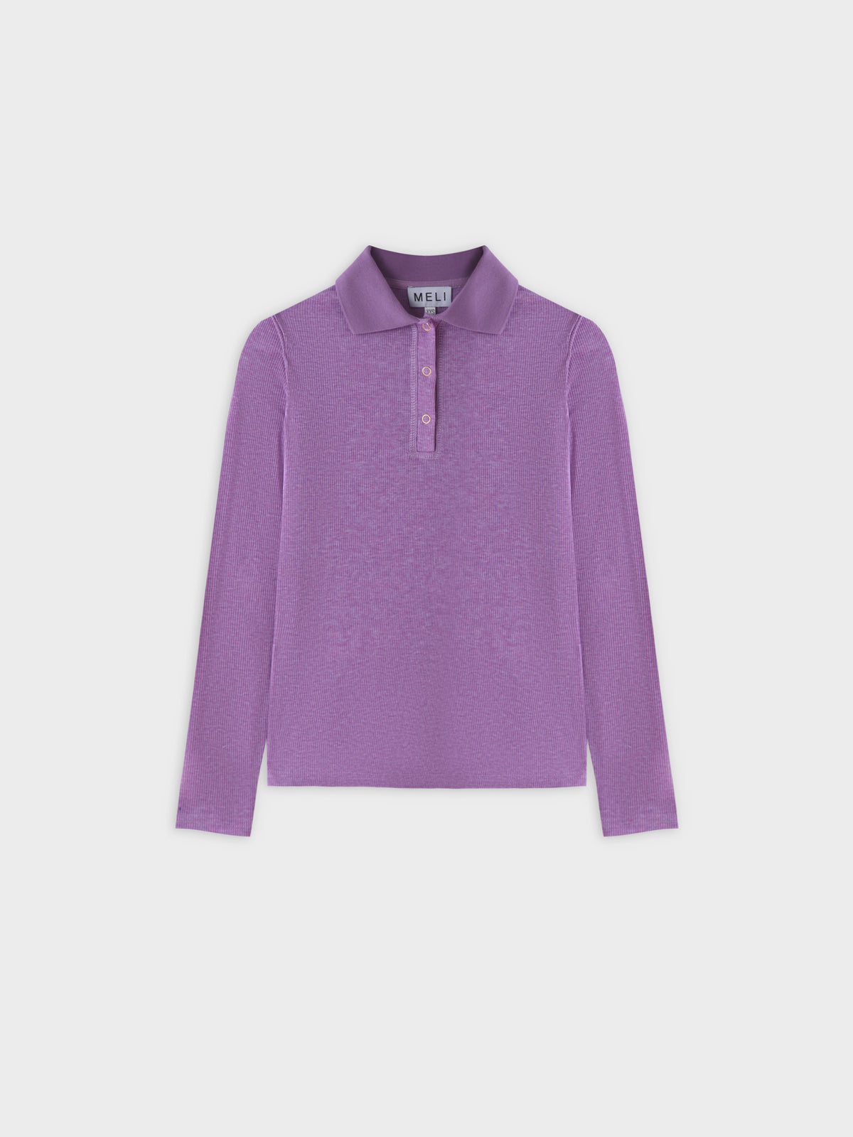 Ribbed Collar T-Shirt-Purple