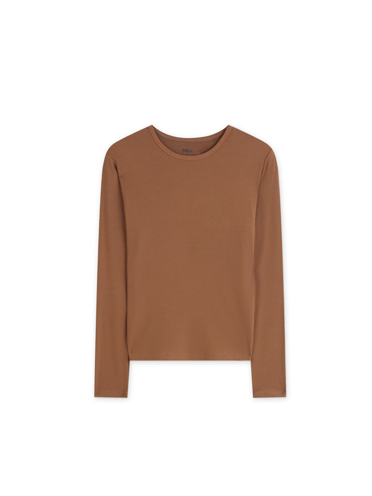 CLASSIC RIBBED CREW TEE LS-BROWN