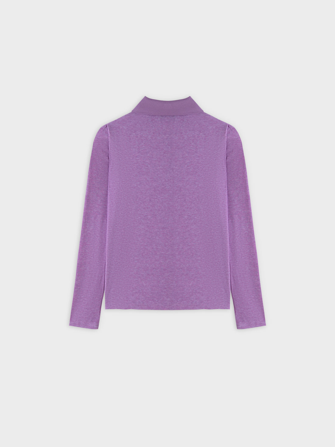 Ribbed Collar T-Shirt-Purple