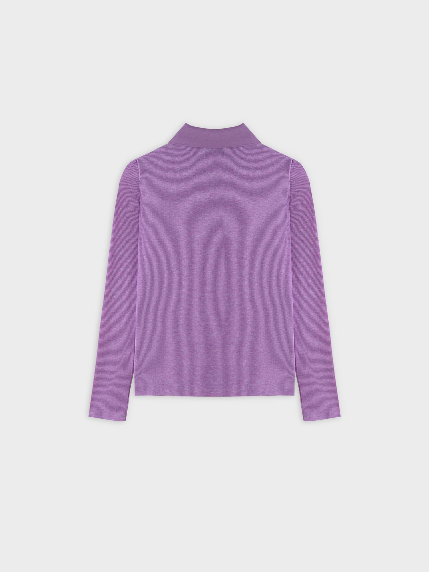 Ribbed Collar T-Shirt-Purple