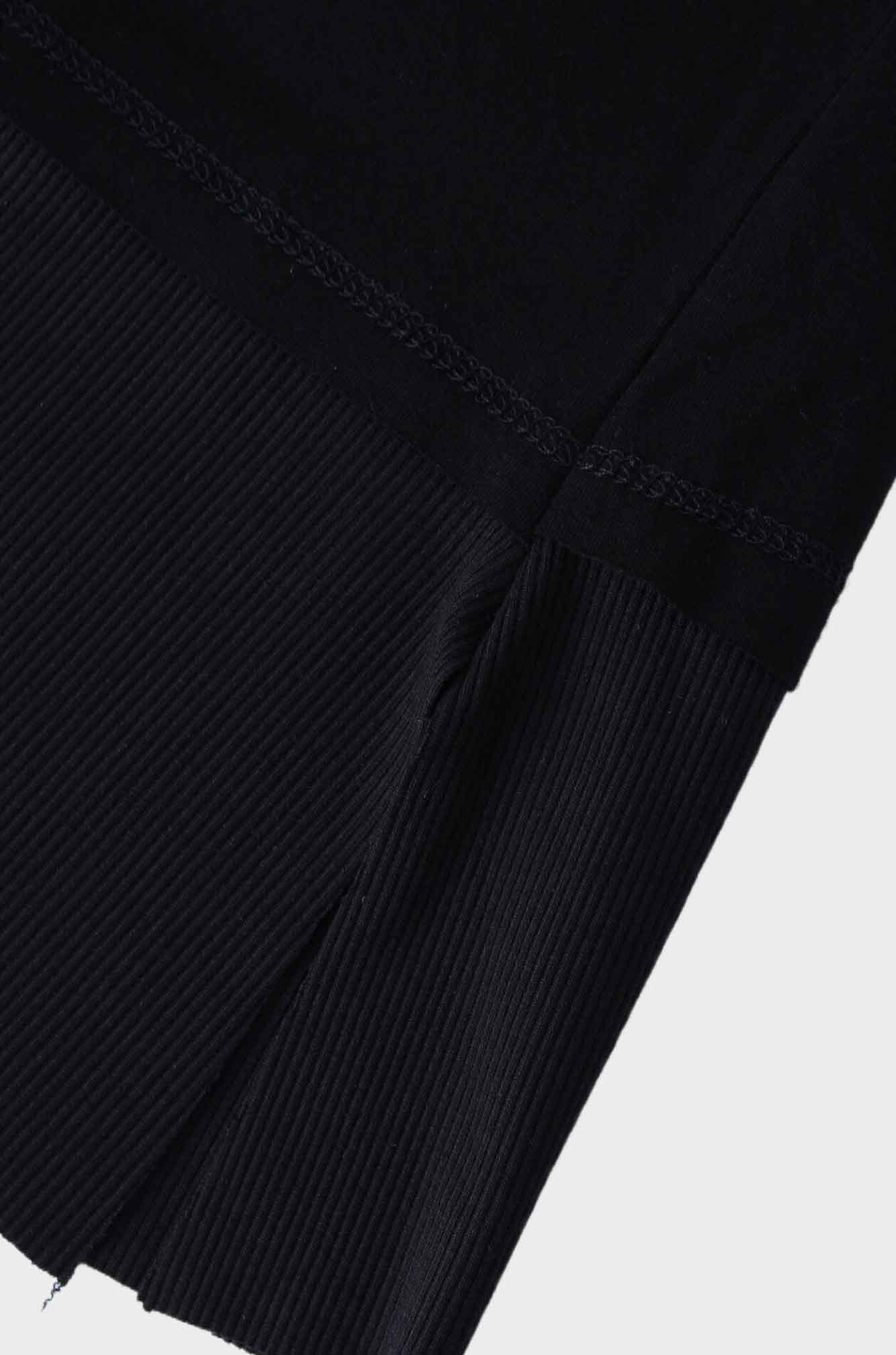 RIBBED BOTTOM T-SHIRT-BLACK