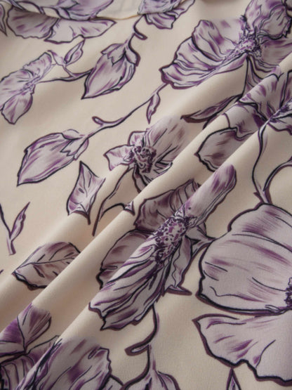 Asymmetrical Ruffle Skirt-Lavander Floral