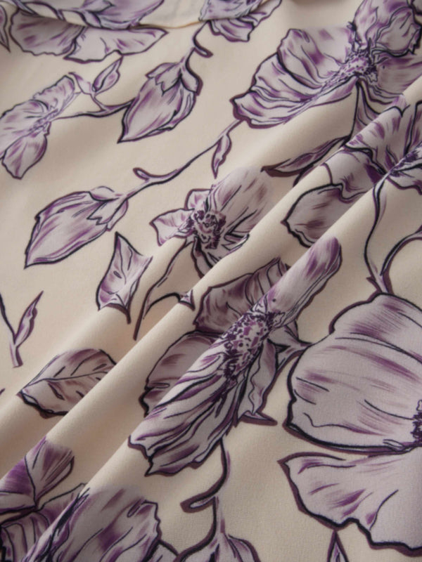 Asymmetrical Ruffle Skirt-Lavander Floral
