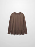 RIBBED BOTTOM T-SHIRT-BROWN