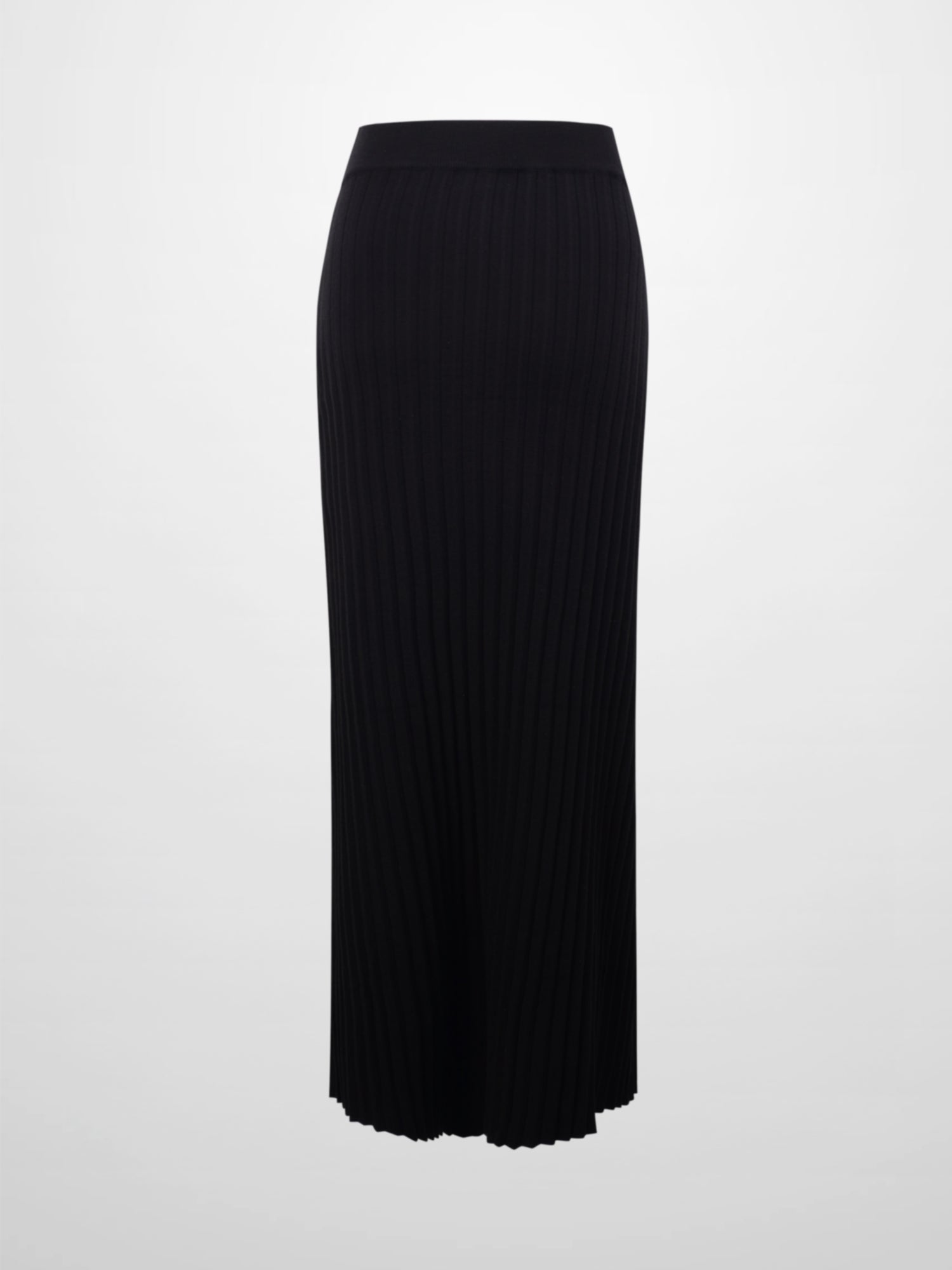 Knit Ribbed Maxi Skirt-Black