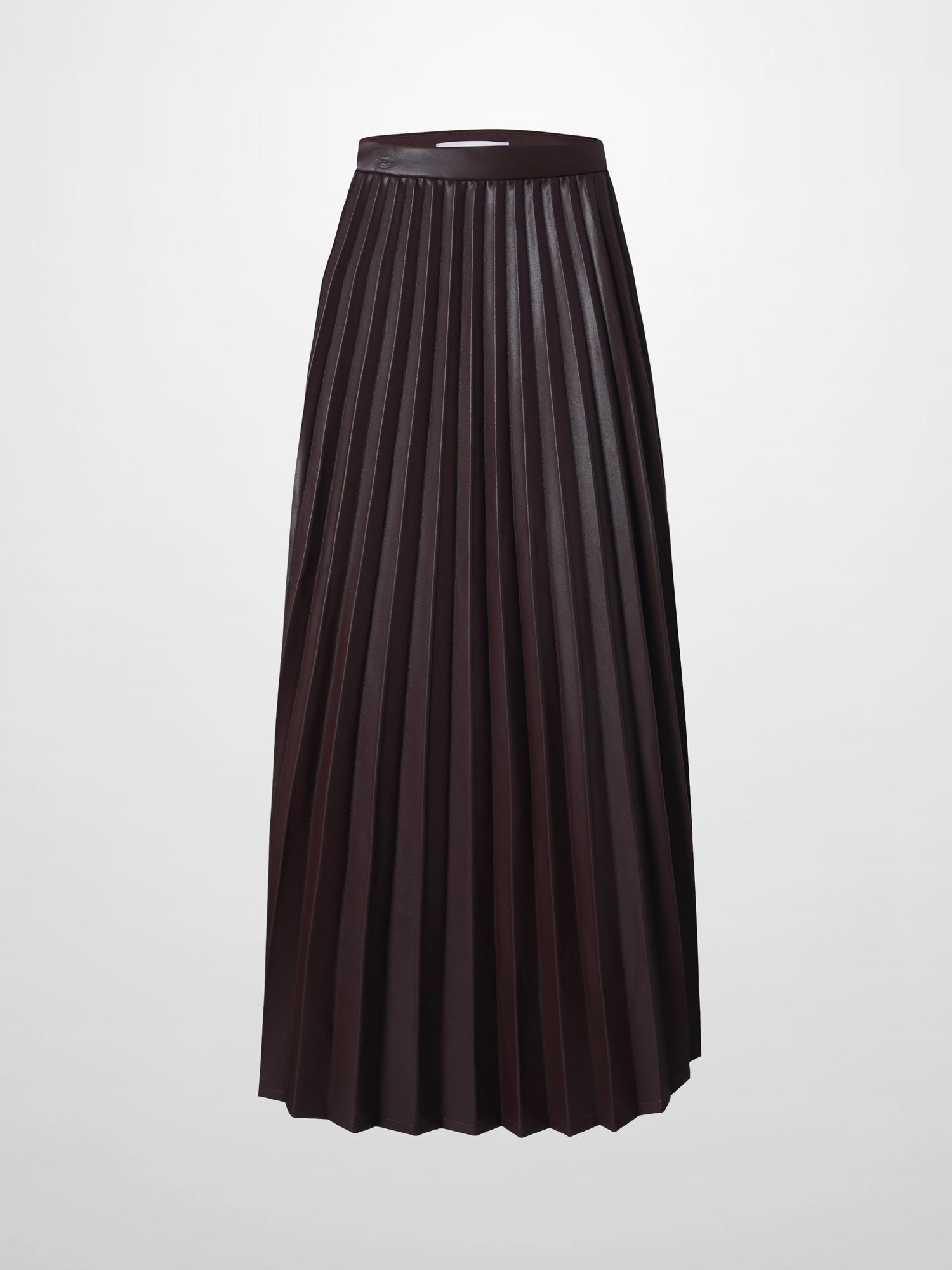 Accordion Pleated Faux Leather Skirt-Brown