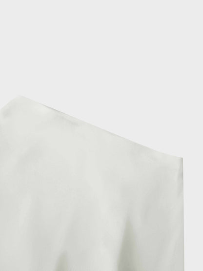 Solid Faux Satin Slip Skirt-Ivory