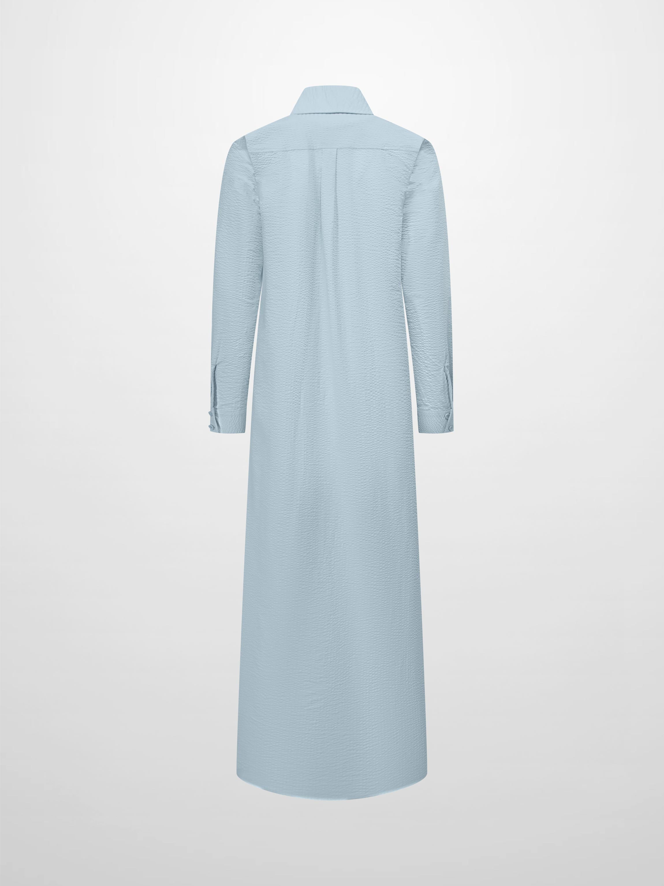 Long Button Down Shirtdress-Light Blue