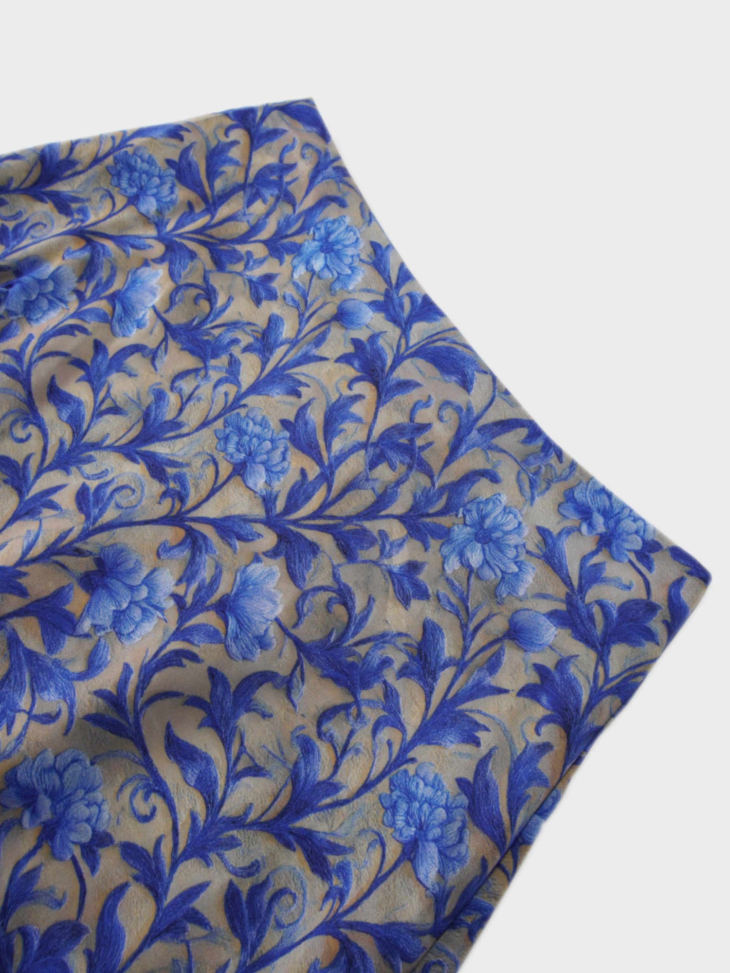 Asymmetrical Ruffle Skirt-Blue/Grey Vines