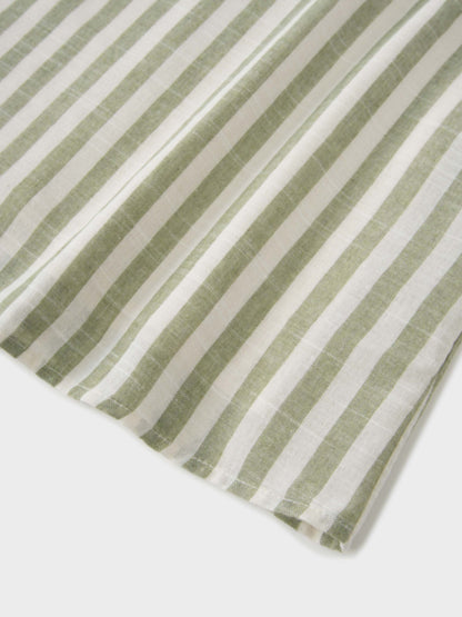 Faux Wrap Stripe Skirt-Green/Cream