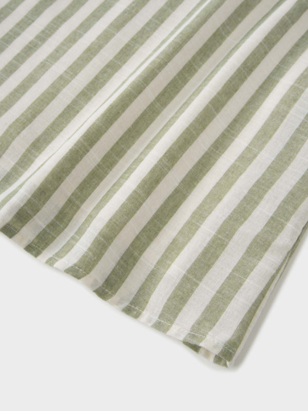 Faux Wrap Stripe Skirt-Green/Cream