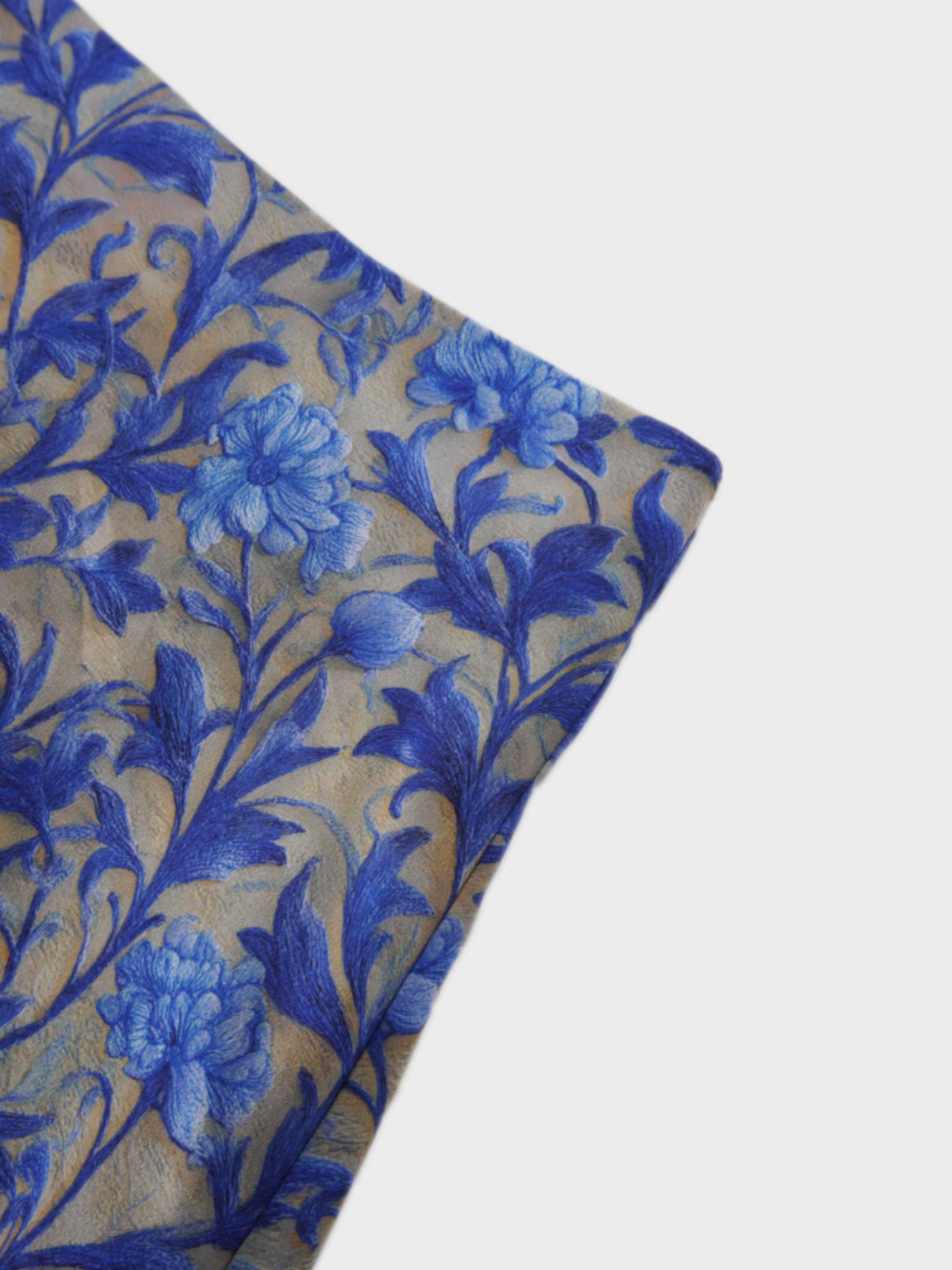 Asymmetrical Ruffle Skirt-Blue/Grey Vines