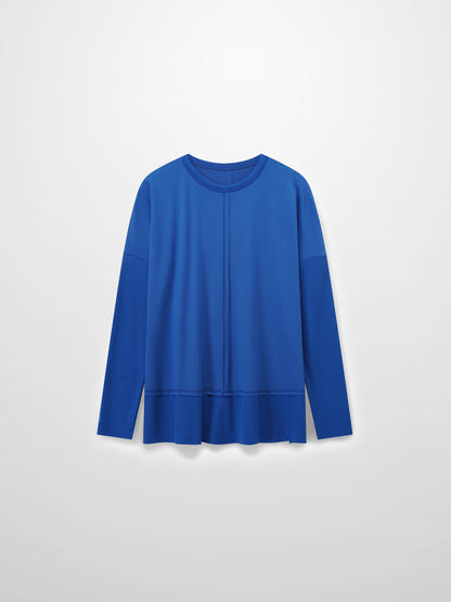 RIBBED BOTTOM T-SHIRT-COBALT BLUE