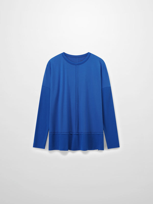 RIBBED BOTTOM T-SHIRT-COBALT BLUE
