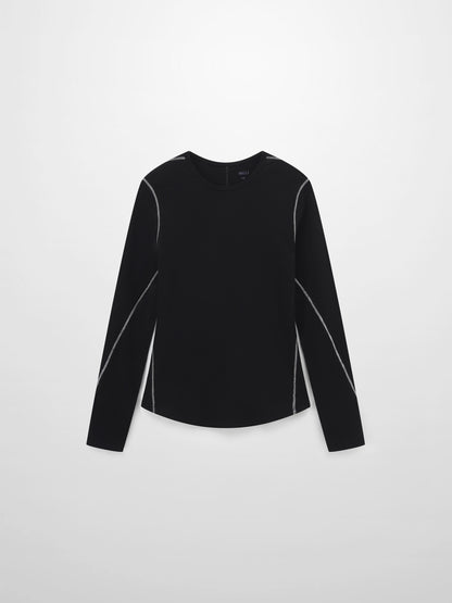 Cross Stitch Ribbed T-Shirt-Black