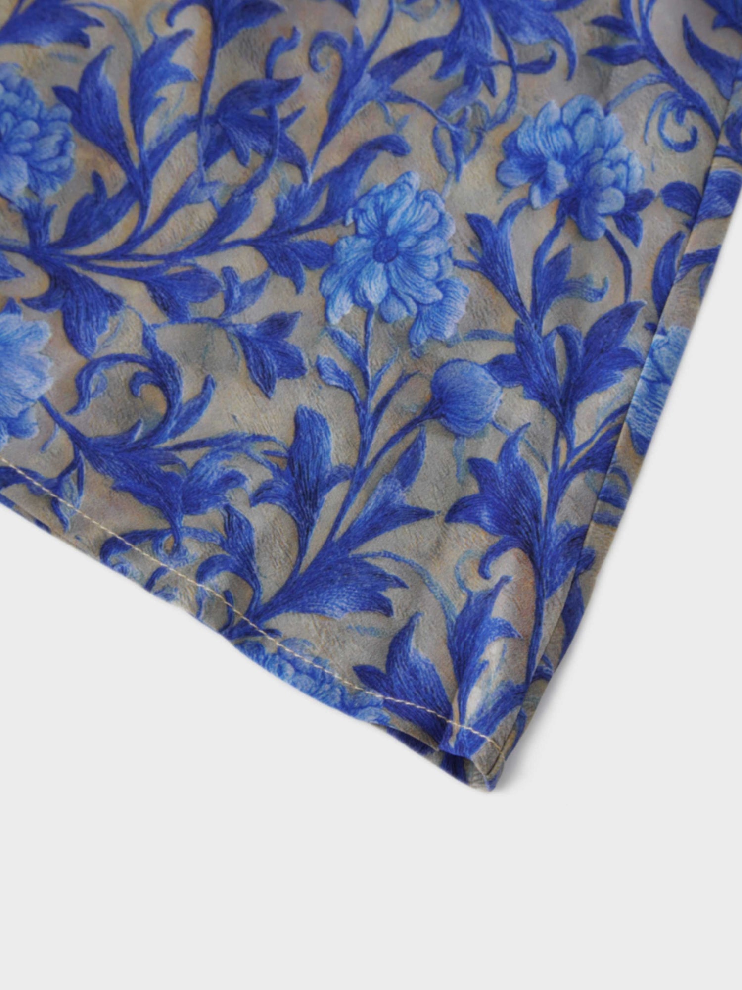 Asymmetrical Ruffle Skirt-Blue/Grey Vines