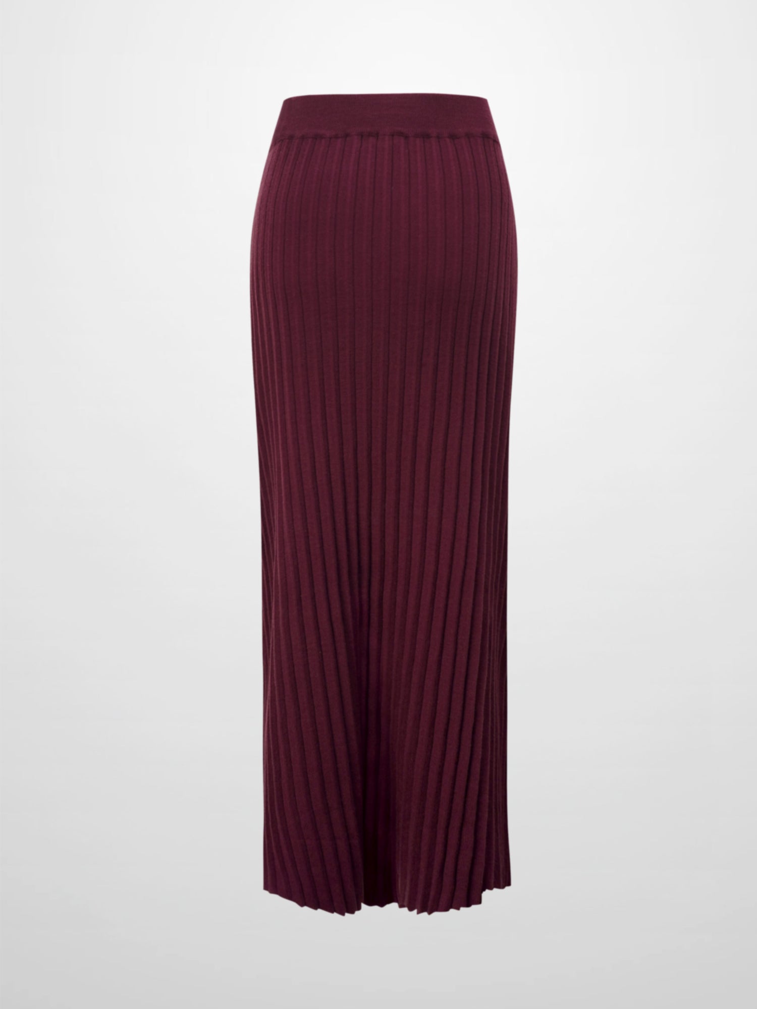 Knit Ribbed Maxi Skirt-Burgundy