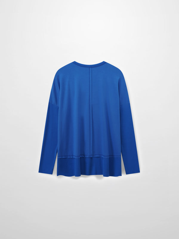 RIBBED BOTTOM T-SHIRT-COBALT BLUE