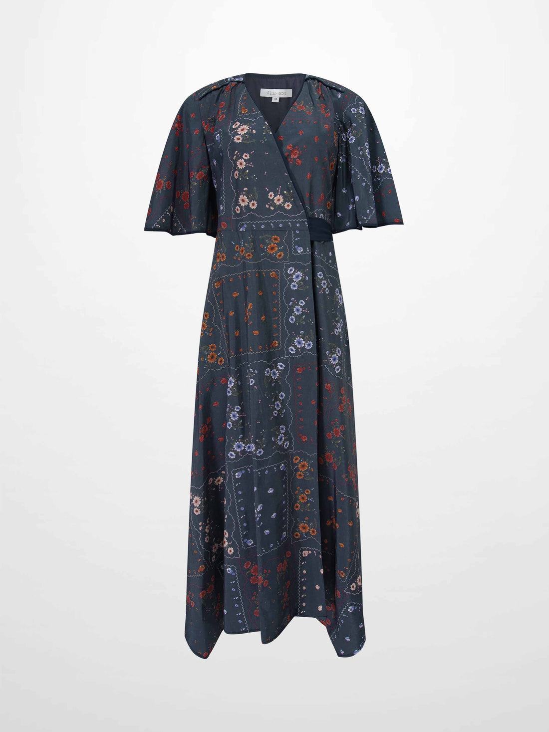 Flutter Sleeve Wrap Dress-Colored Floral