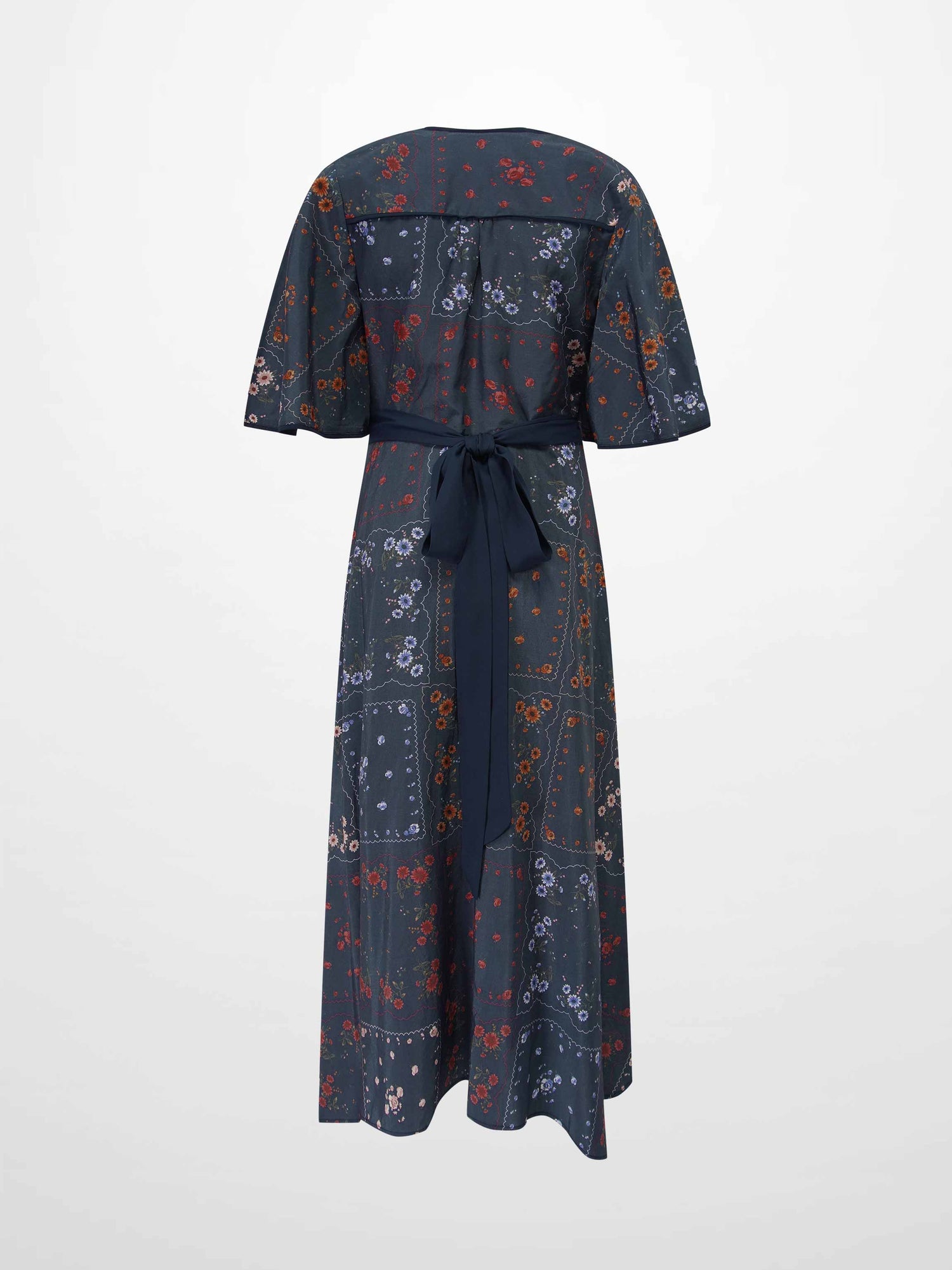 Flutter Sleeve Wrap Dress-Colored Floral