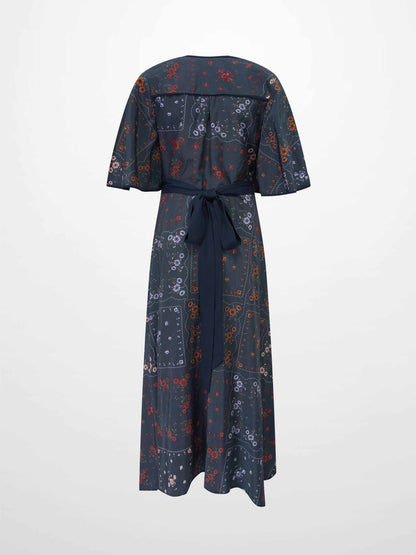 Flutter Sleeve Wrap Dress-Colored Floral