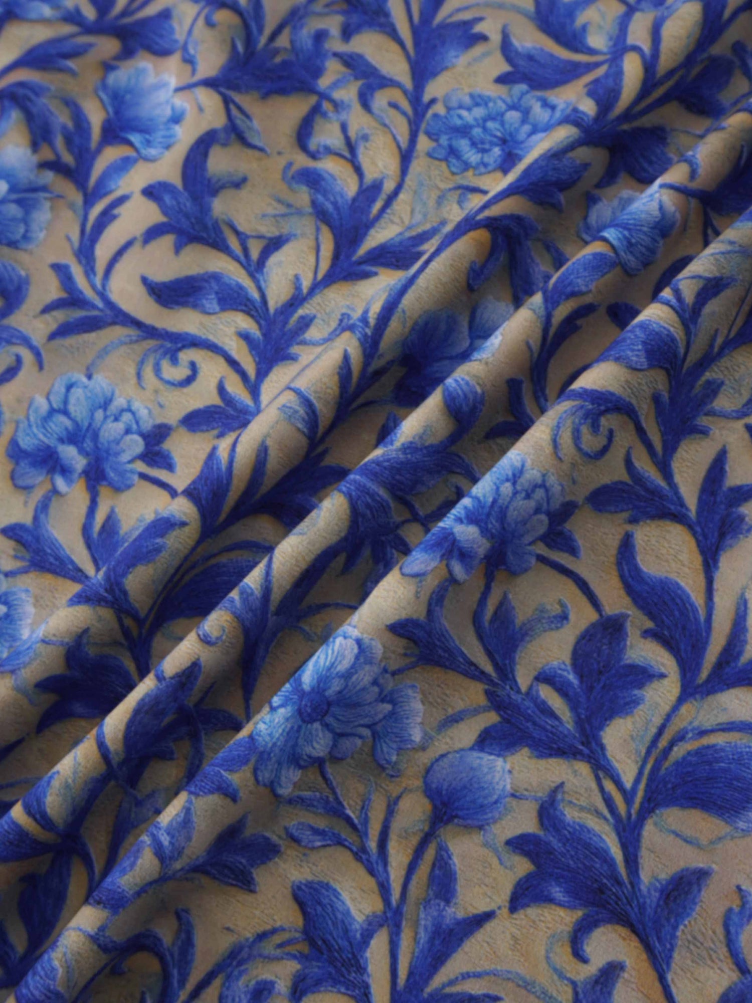 Asymmetrical Ruffle Skirt-Blue/Grey Vines