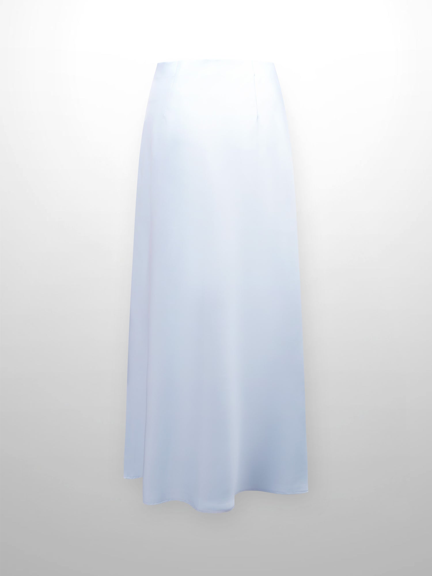 Solid Faux Satin Slip Skirt-Light Blue