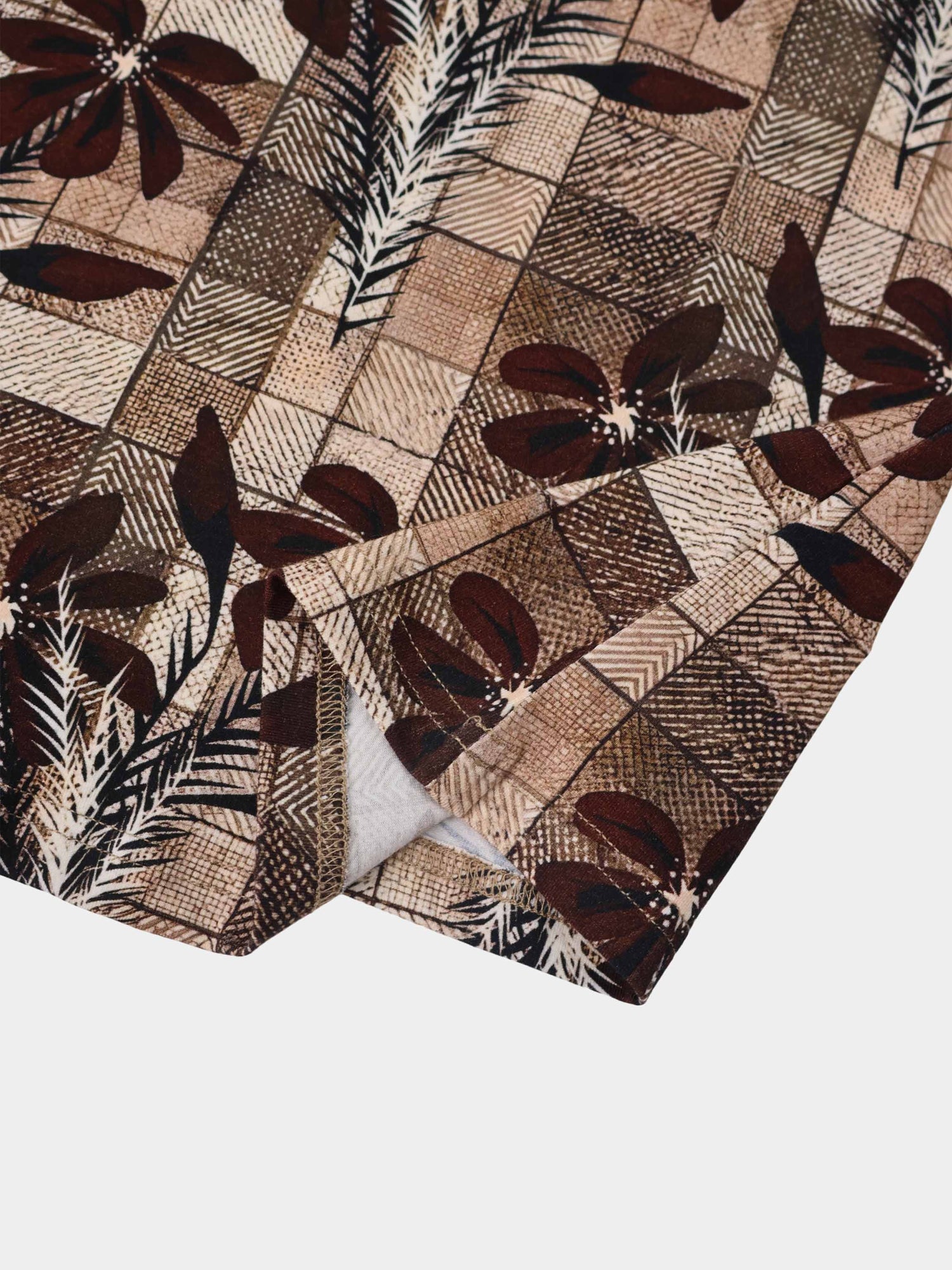 Printed Modal Turtleneck - Brown Plaid