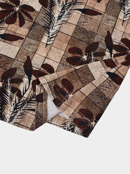 Printed Modal Turtleneck - Brown Plaid