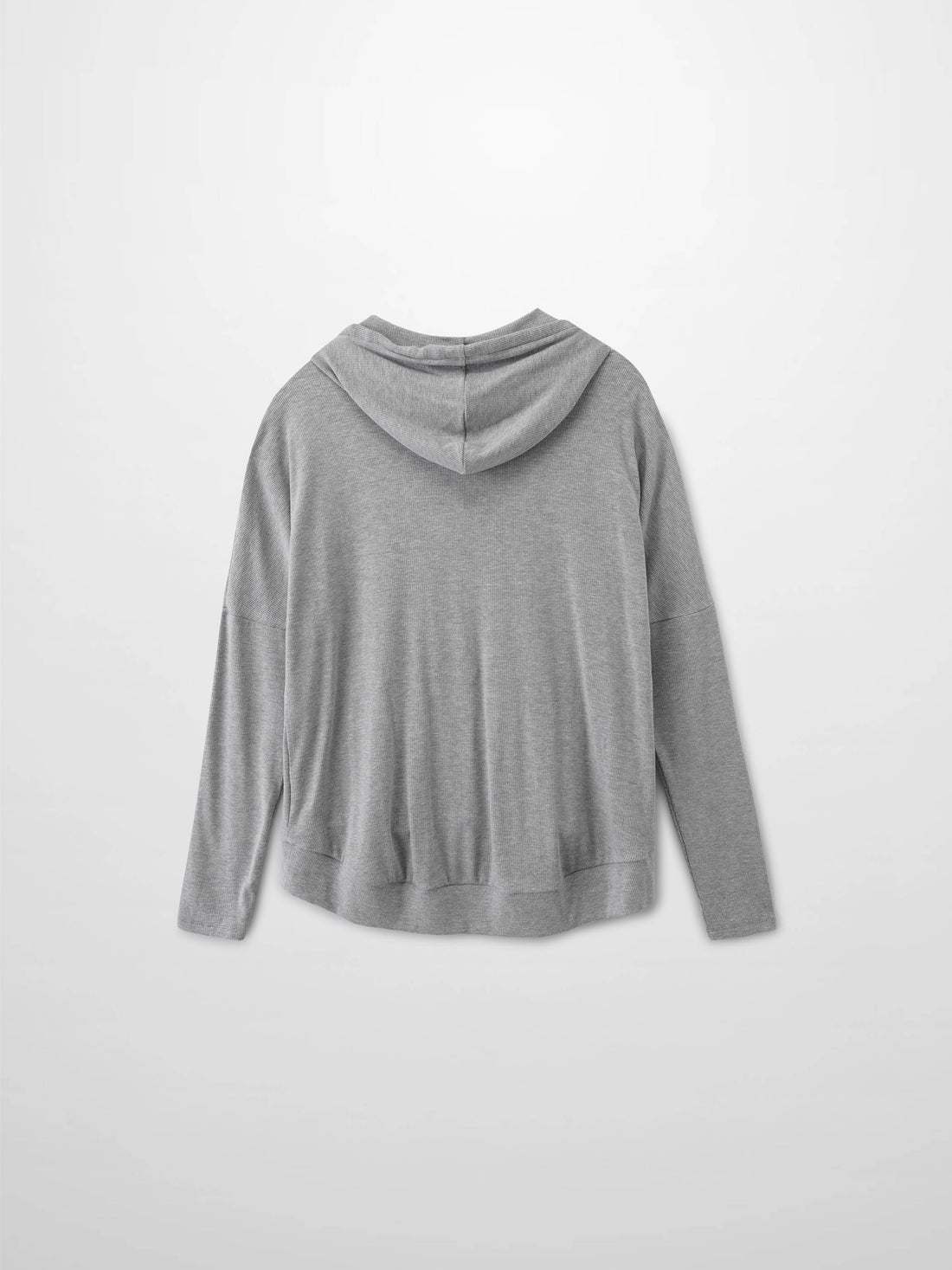 Ribbed Half Zip Hoodie Tee-Heathered Grey