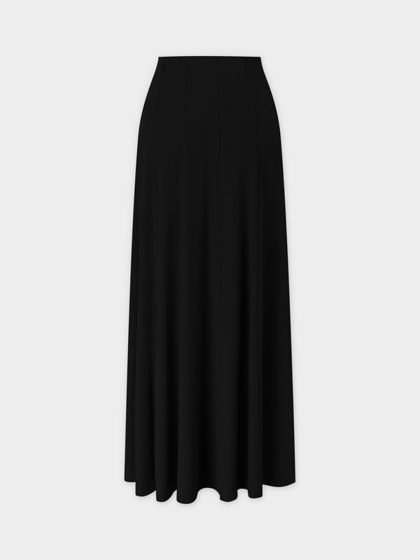 Panel Ribbed Skirt-Black