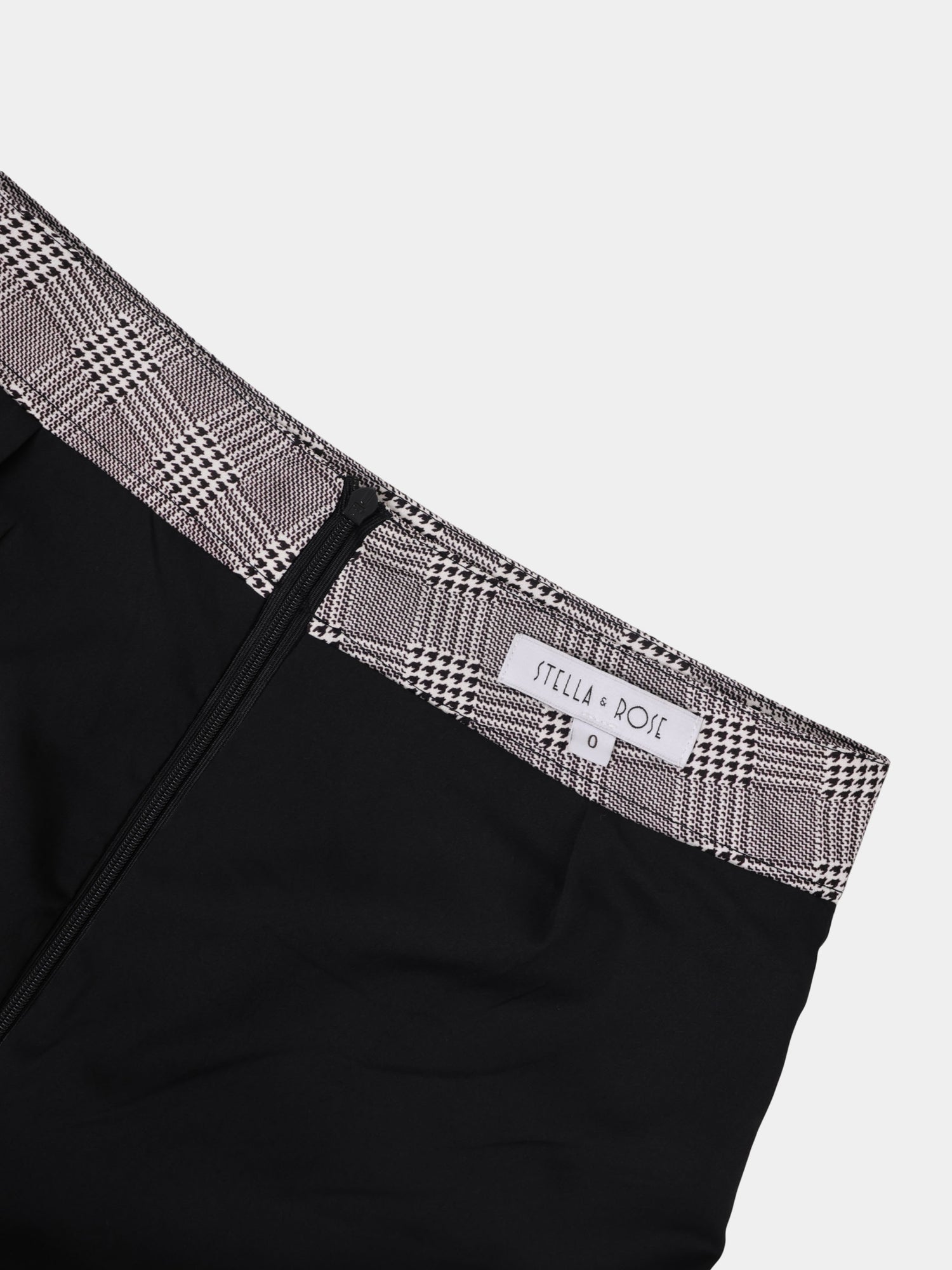 Houndstooth Pleat bottom Skirt-Black/White