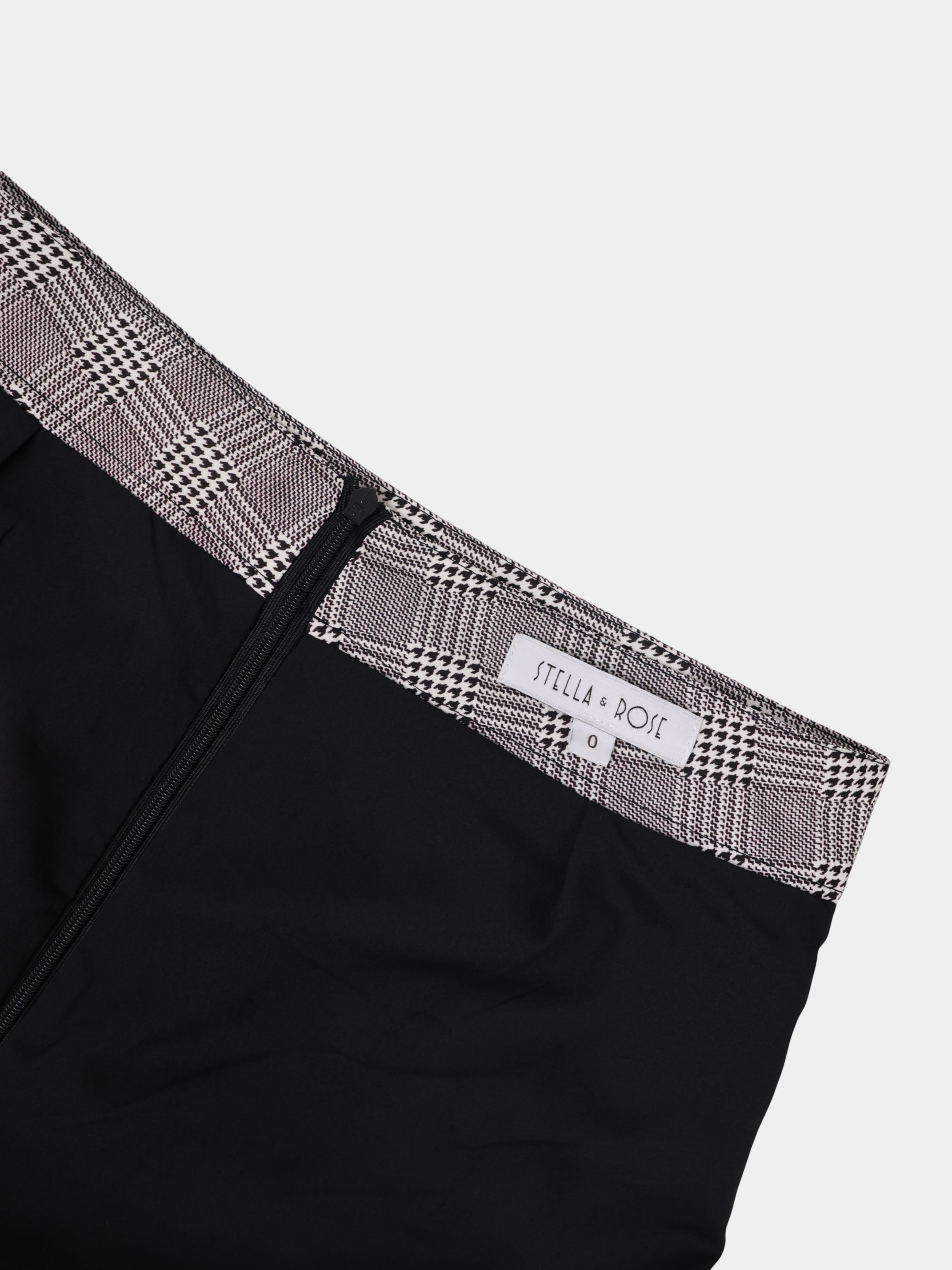 Houndstooth Pleat bottom Skirt-Black/White