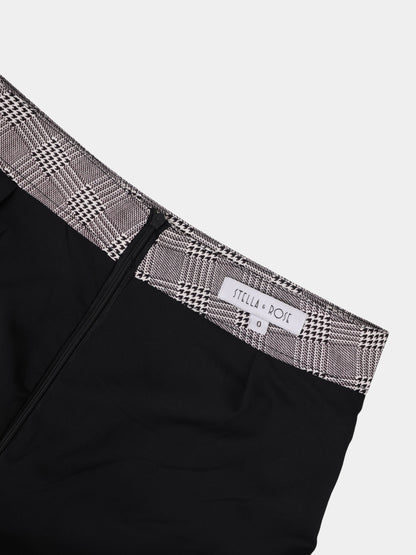 Houndstooth Pleat bottom Skirt-Black/White