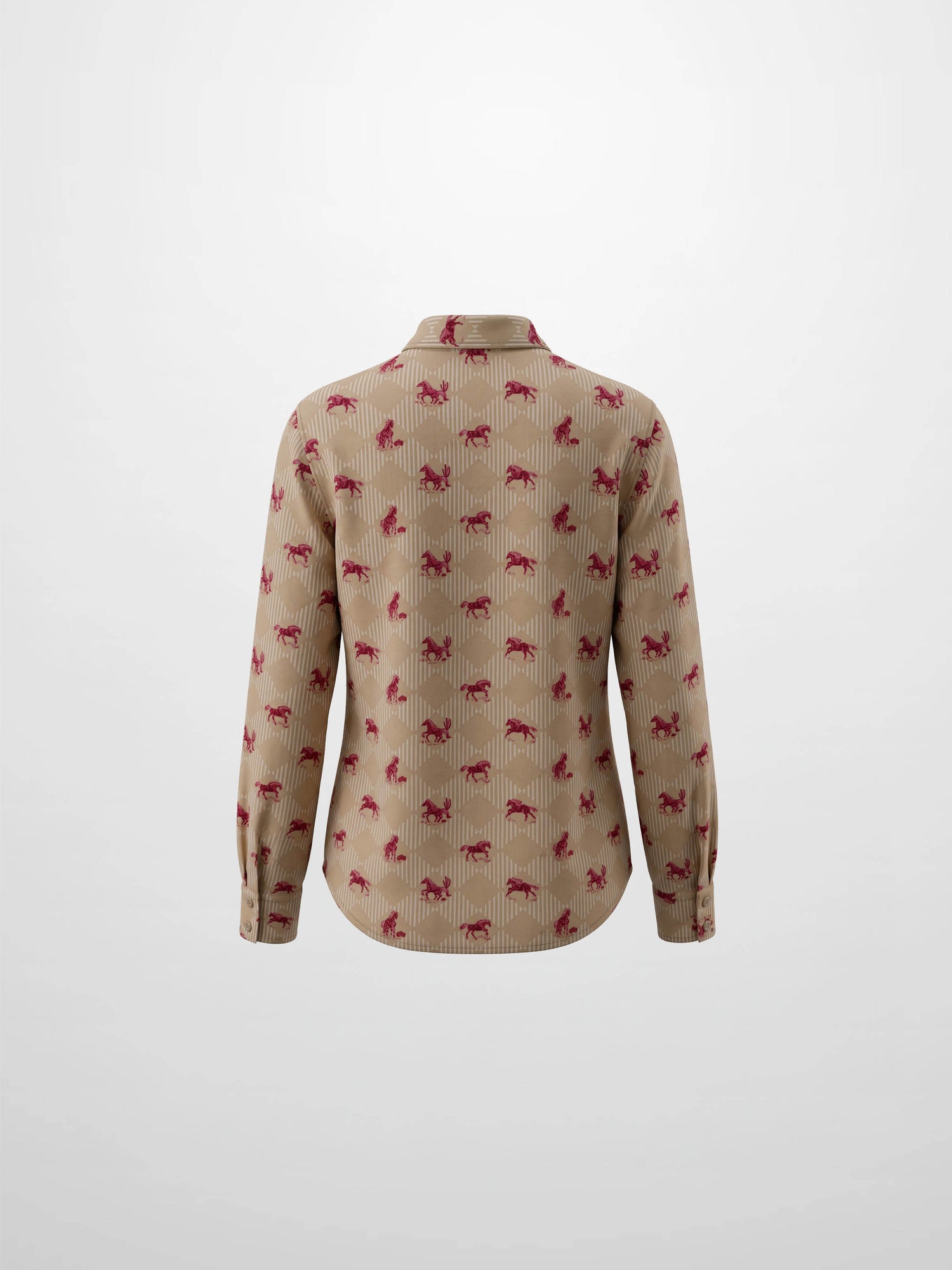 Printed Tassel Bow Blouse - Burgundy Pony