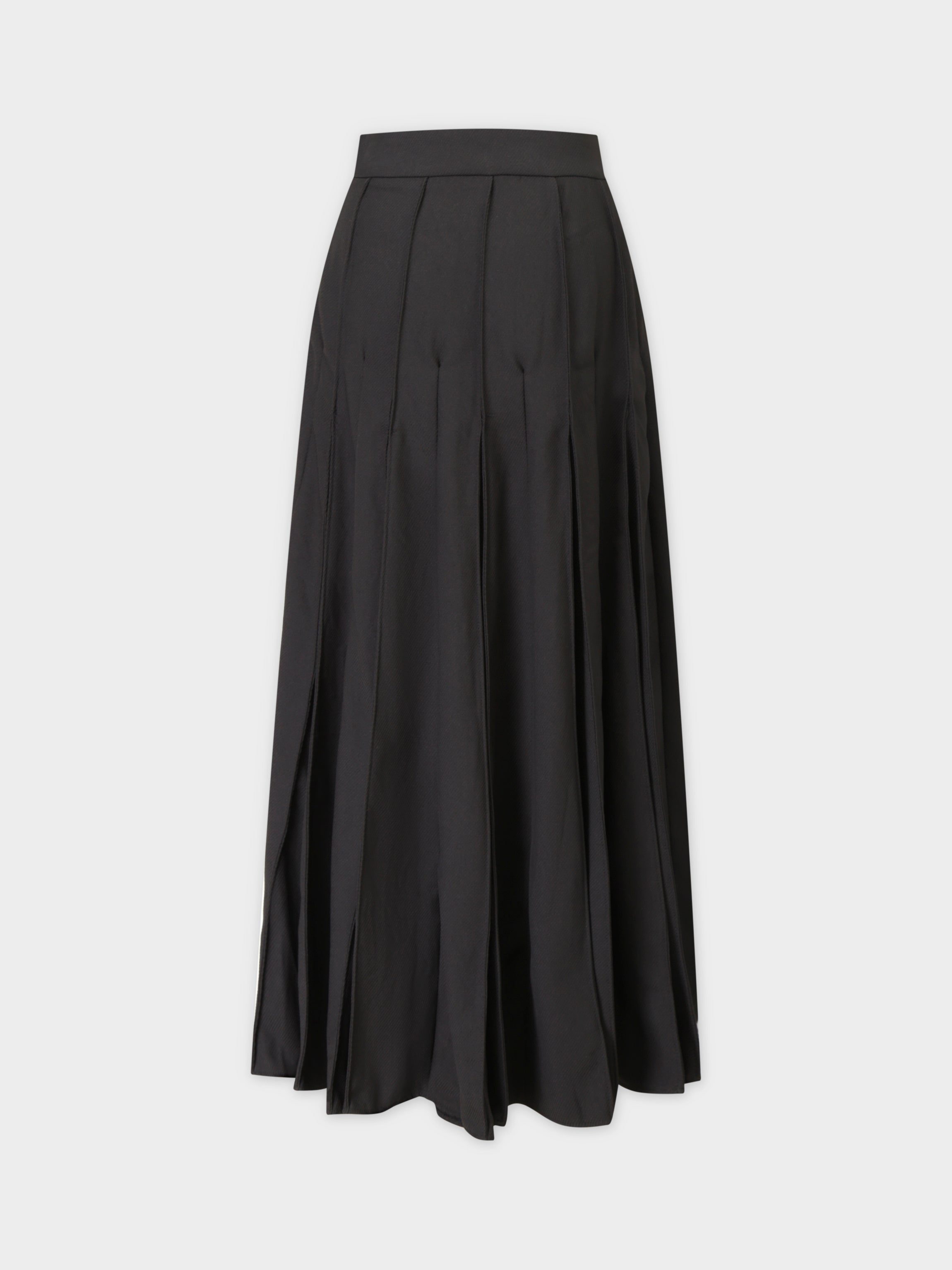 Top Stitched Pleated Skirt-Black