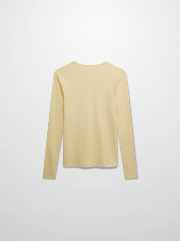 Soft Ribbed High V Tee-Butter Yellow