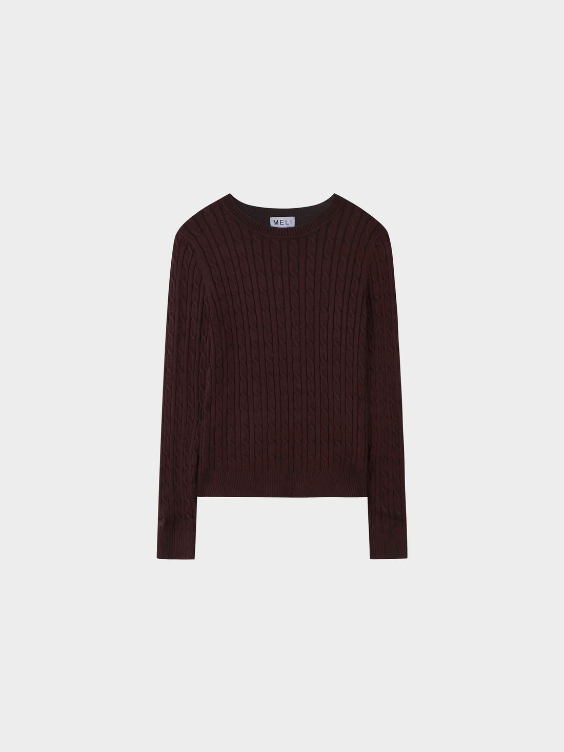 Knit Cable Sweater-Brown