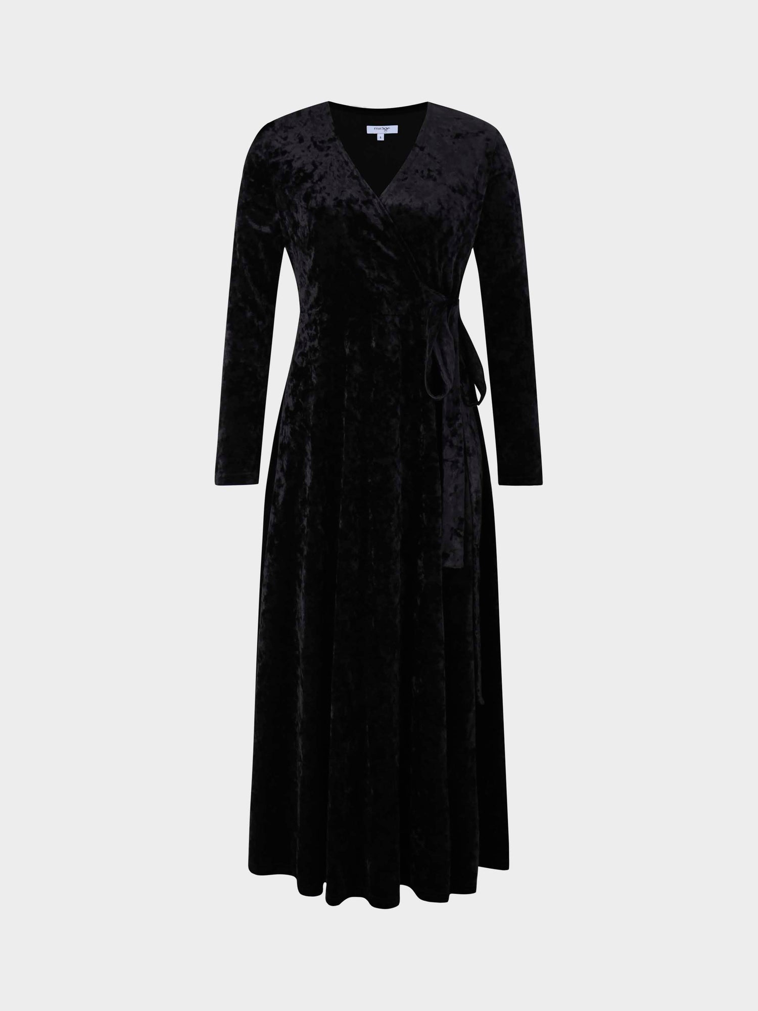 Velvet Wrap Dress-Black