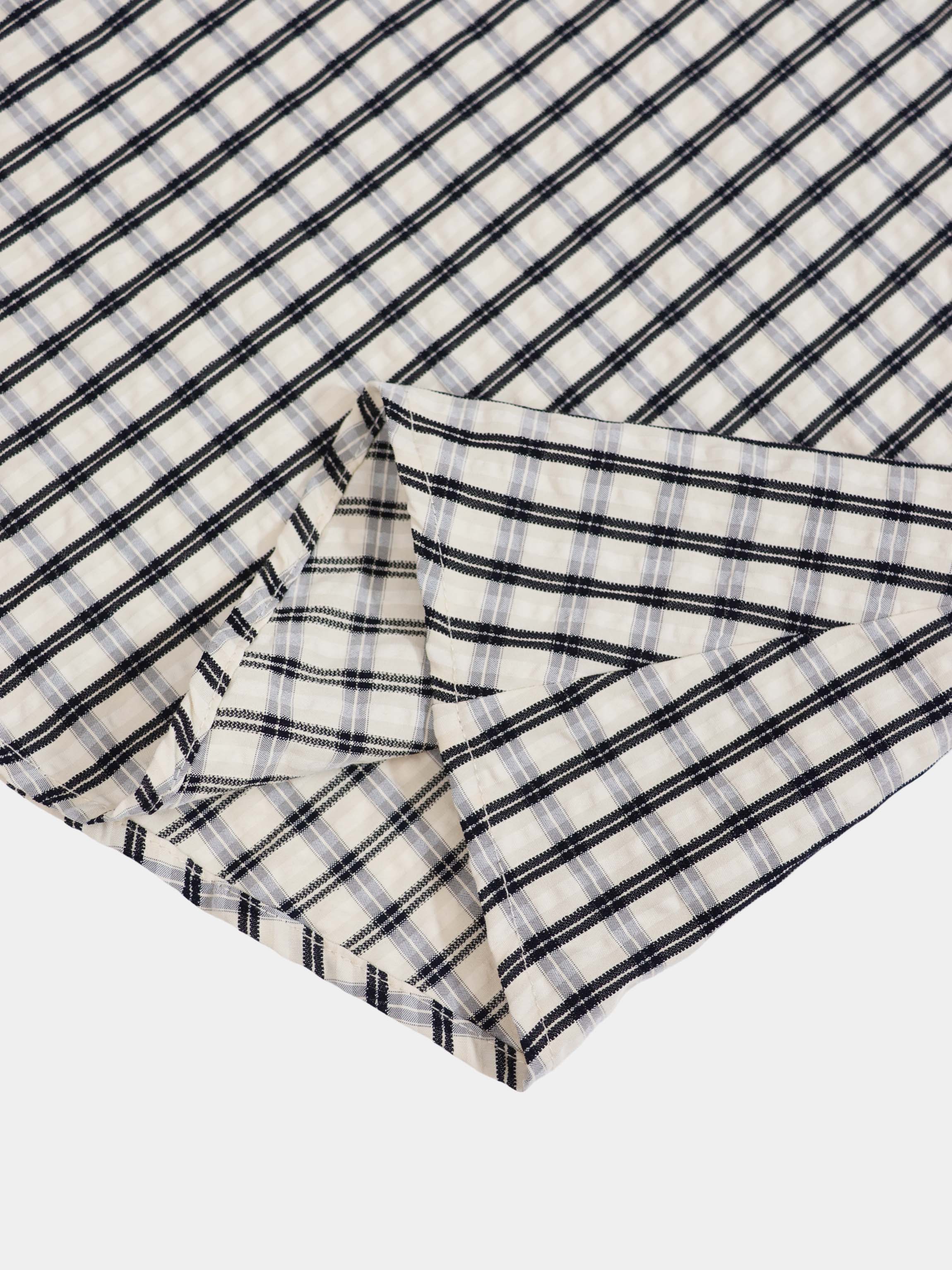 Plaid Peplum Dress-Black and White