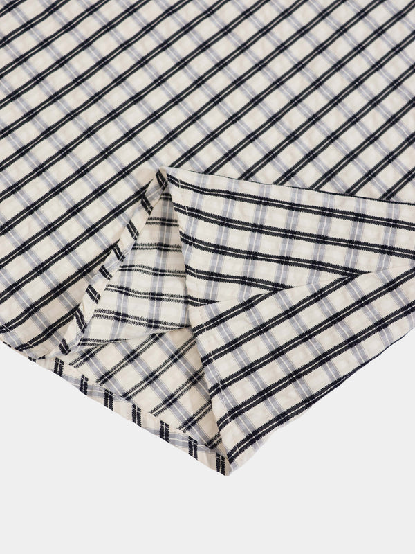 Plaid Peplum Dress-Black and White