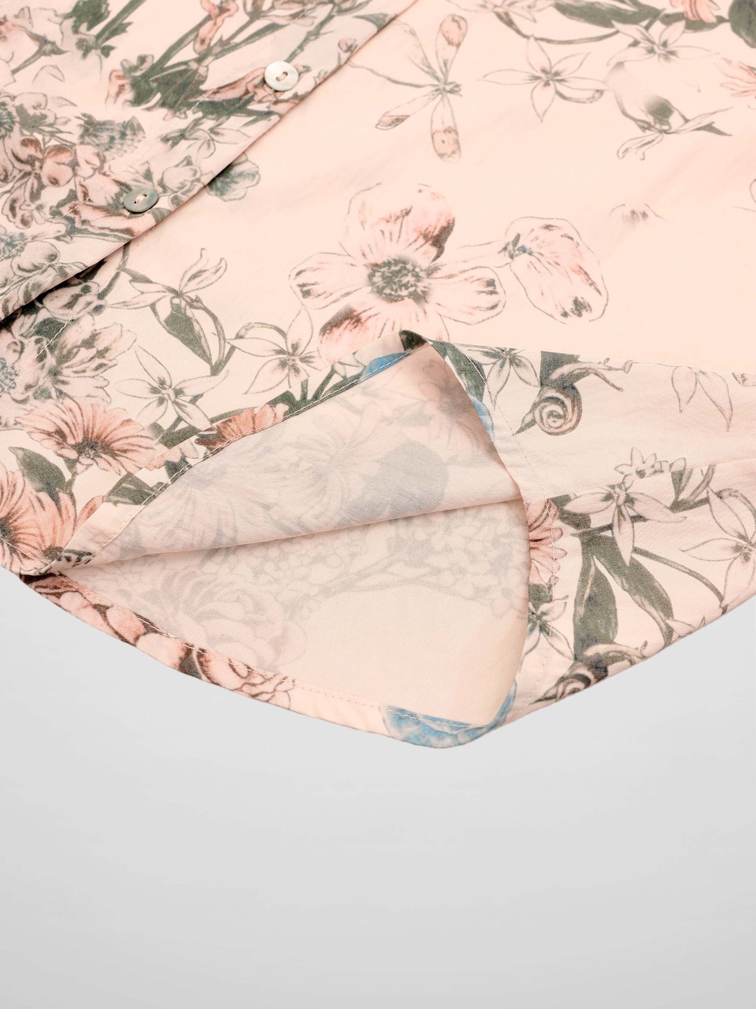 Printed Crinkle Button Down Blouse-Flower Design