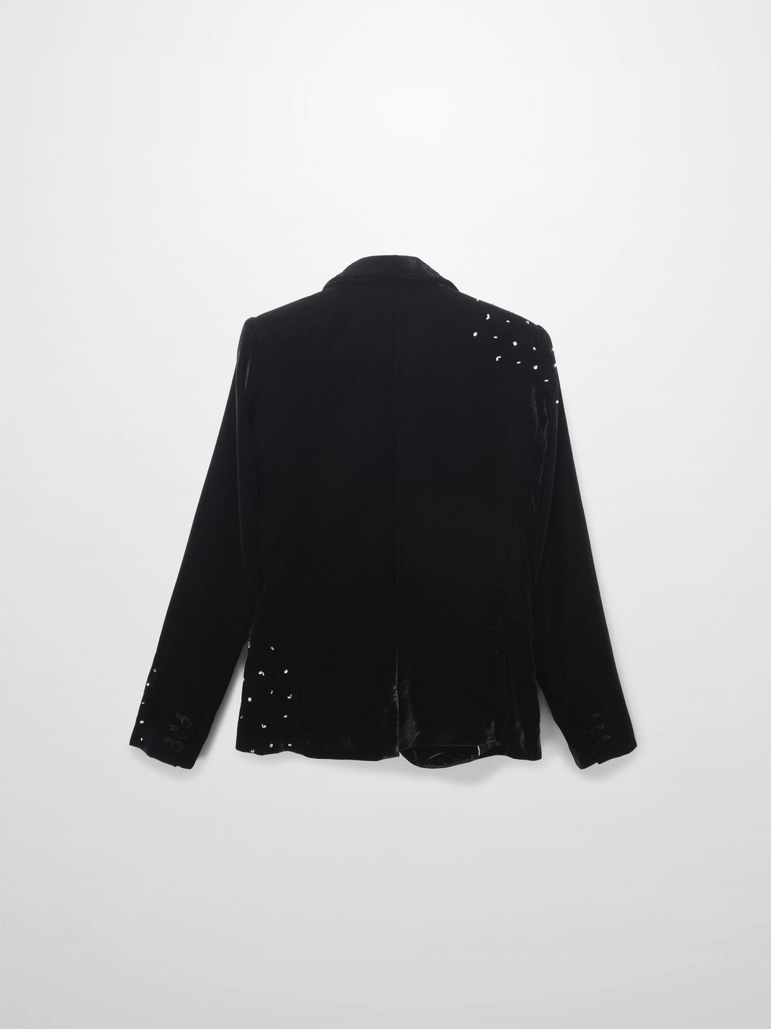 Embellished Velvet Blazer-Black