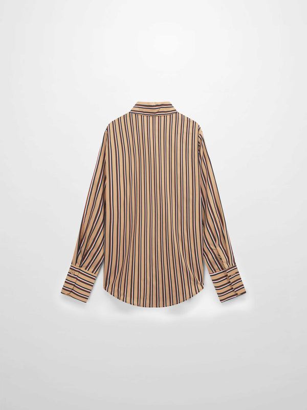 Striped Cotton Blouse-Tan Stripe