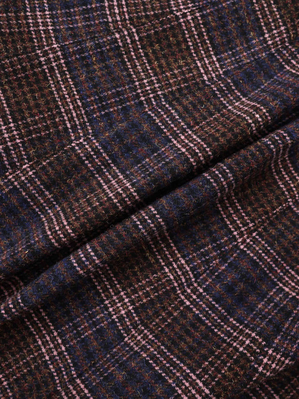 Plaid Yoke Circle Skirt - Brown/Pink Plaid