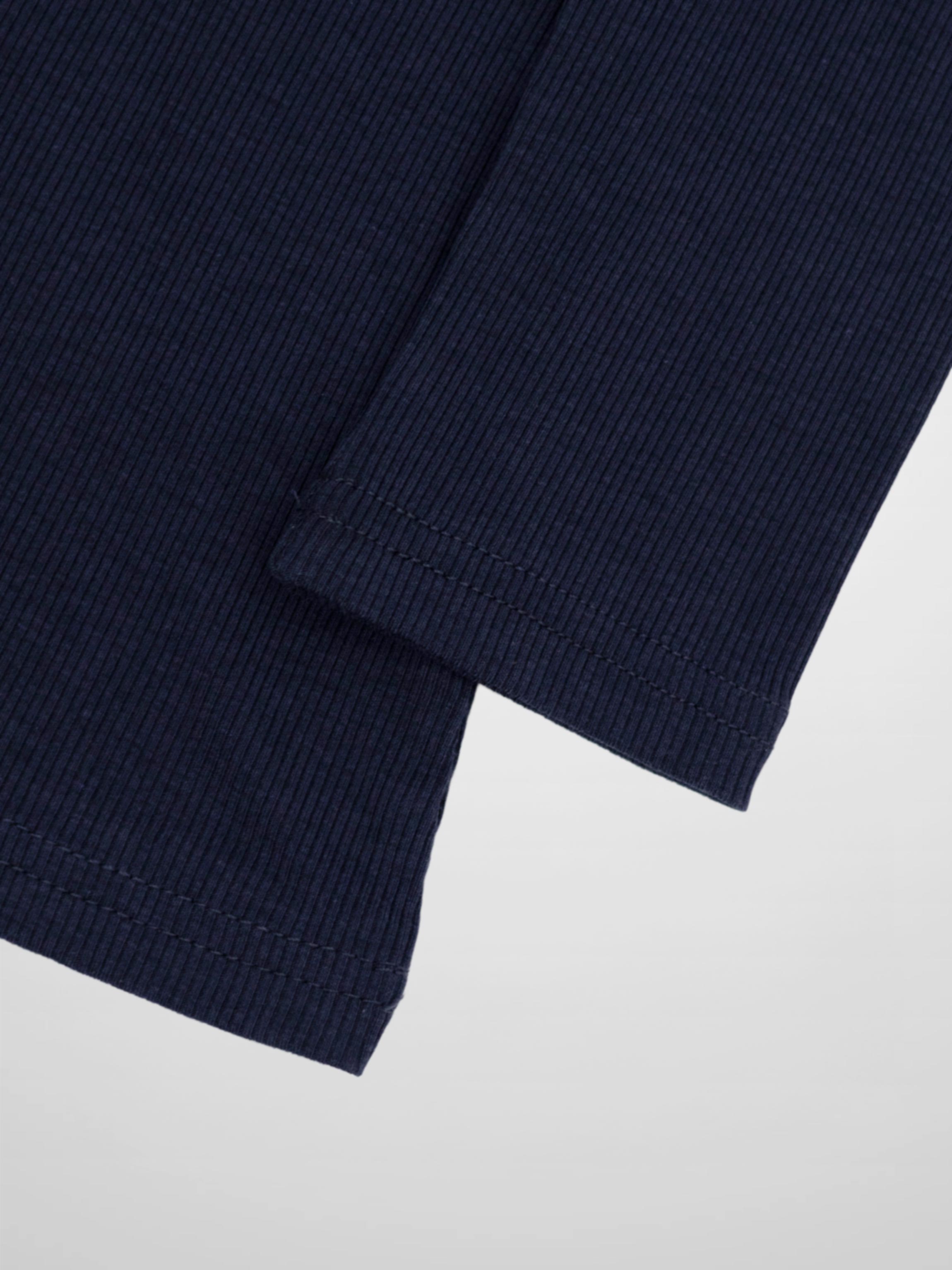 Soft Ribbed High V Tee-Dark Navy