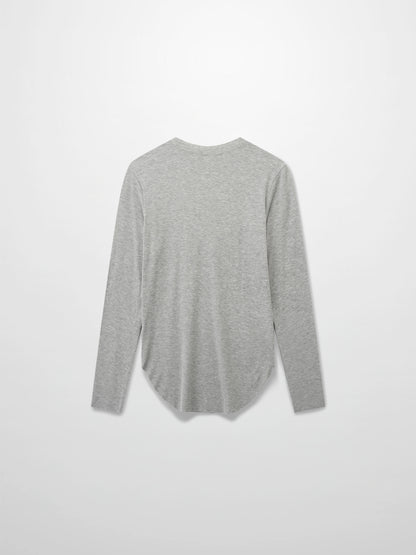 Rounded Hem Ribbed T-Shirt-Grey
