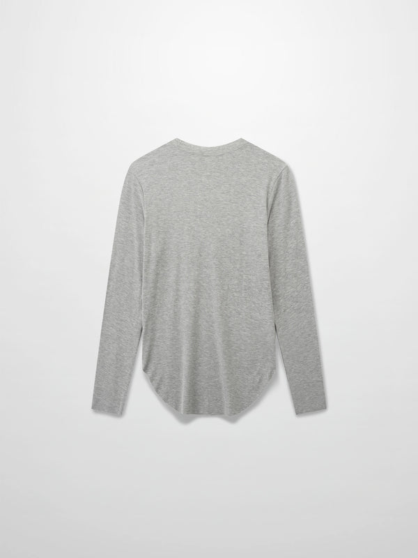 Rounded Hem Ribbed T-Shirt-Grey