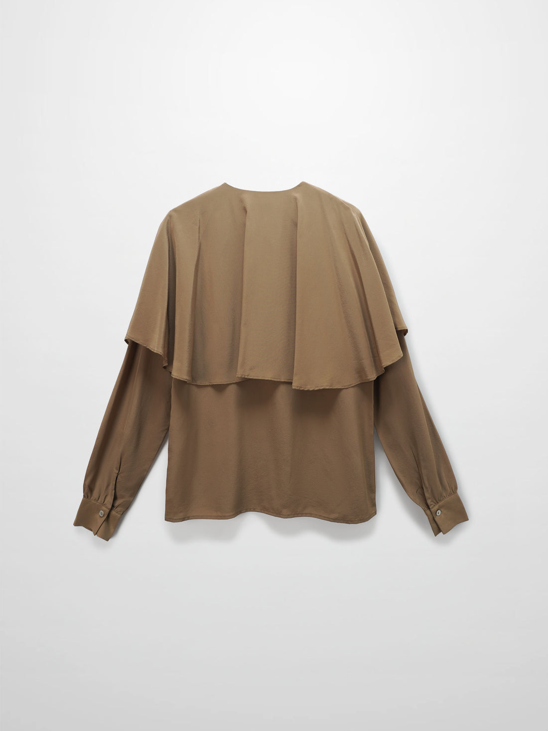 Silk Cape Blouse-Golden Olive