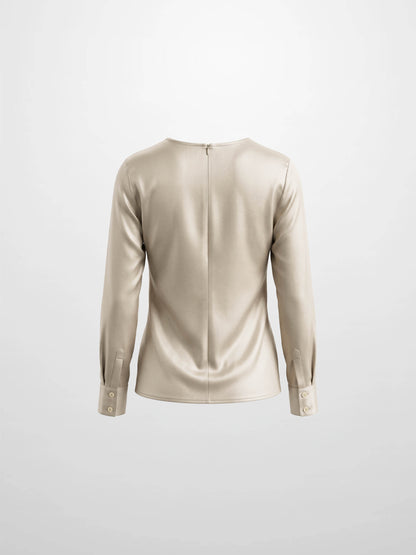 Faux Satin Ruffle Top - Cream